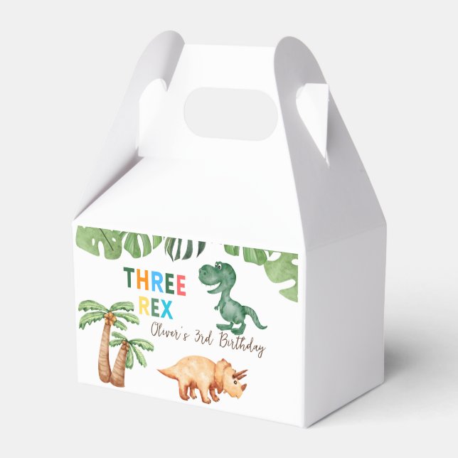 three-rex  3rd birthday party favor box (Front Side)