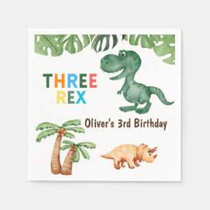 three-rex  3rd birthday party napkin