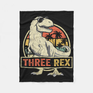 Three Rex 3rd Birthday Shirt Third Dinosaur 3 Year Fleece Blanket