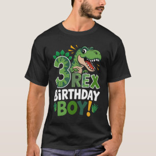 Three Rex Birthday Boy Third Dinosaur 3 Year Old C T-Shirt