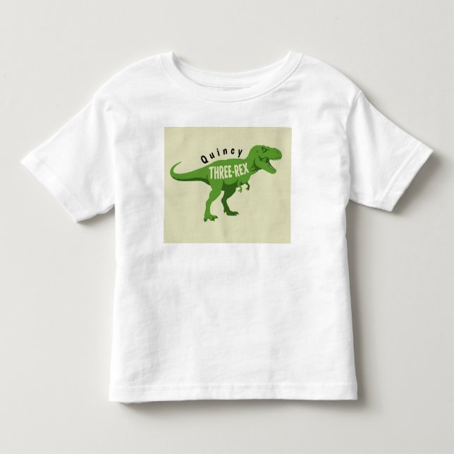 Three-rex birthday T-shirt with any name (Front)