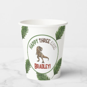 Three Rex Birthday Watercolor Paper Cups