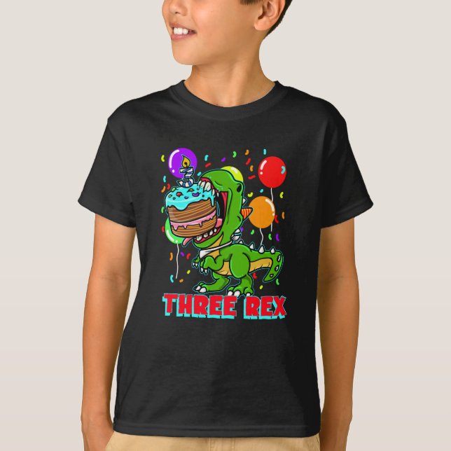 Three Rex dinosaur 3 years Dinofan T-Shirt (Front)