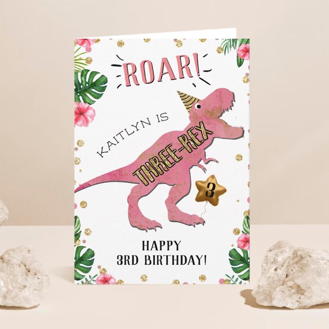 Three-Rex Dinosaur 3rd Birthday Card (Creator Uploaded)