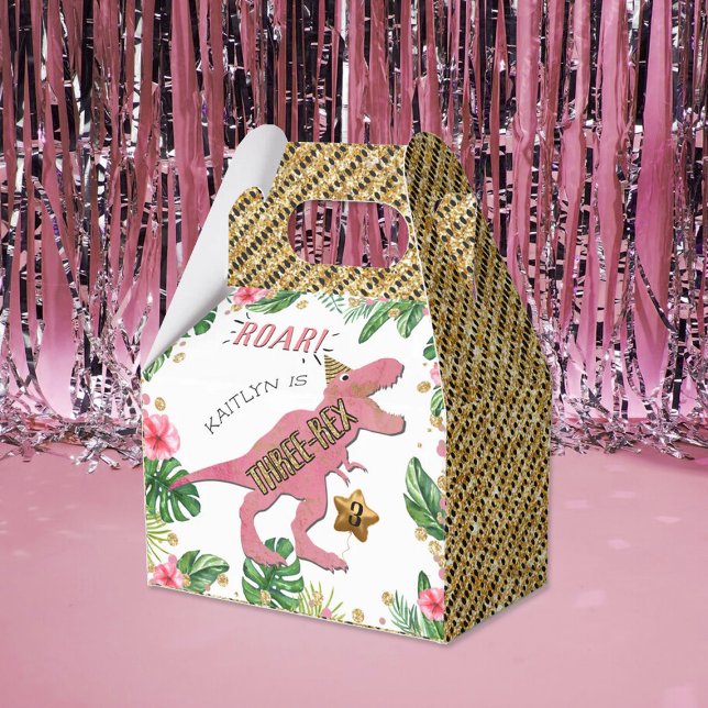 Three-Rex Dinosaur 3rd Birthday Favor Box (Creator Uploaded)