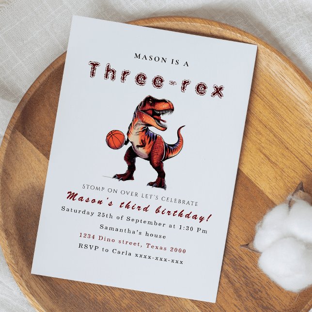 Three-Rex dinosaur birthday invitation  (Creator Uploaded)