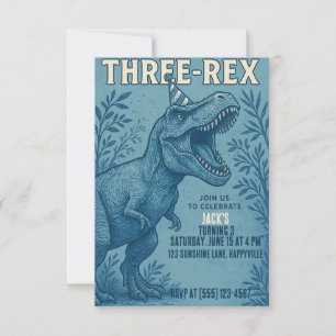 Three Rex Dinosaur Jungle Birthday Invitation
