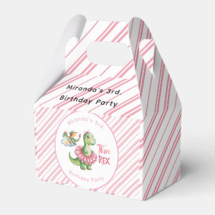 Three Rex Girl Birthday Party Favor Box