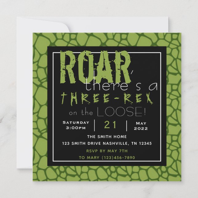 Three-Rex Invitation (Front)