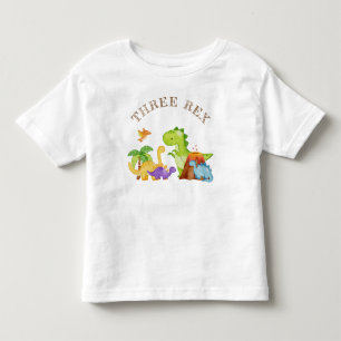 Three Rex Kids Dinosaur 3rd Birthday Party Toddler T-shirt