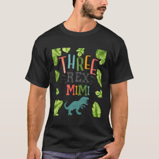 Three Rex Mimi Granny 3Rd Birthday Party T Rex Din T-Shirt