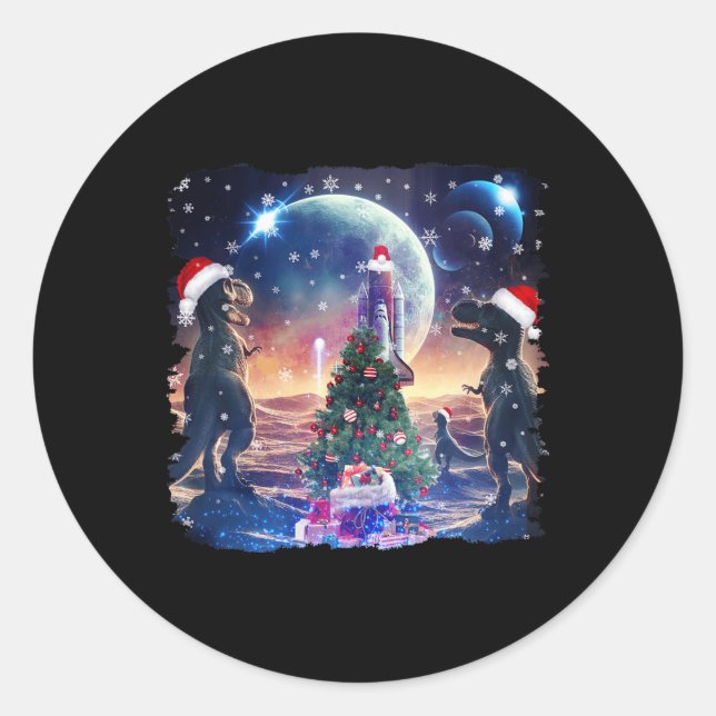 Three Rex Moon 3 Dinos Howling Weird Cursed Christ Classic Round Sticker (Front)
