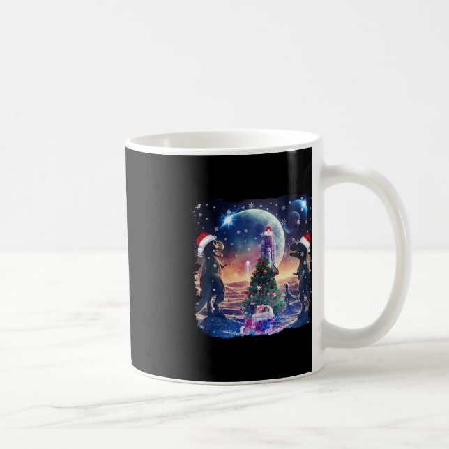 Three Rex Moon 3 Dinos Howling Weird Cursed Christ Coffee Mug (Right)