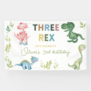 Three Rex third birthday party Banner