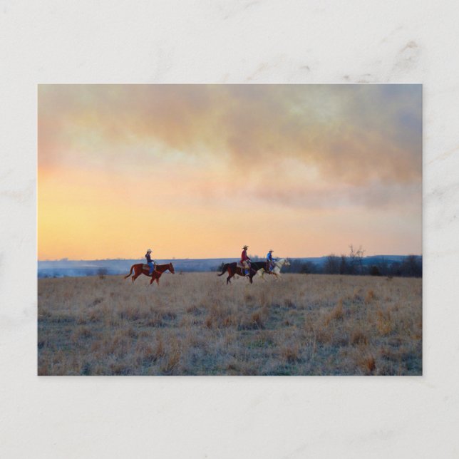 Three Riders in the Flint Hills of Kansas Postcard (Front)