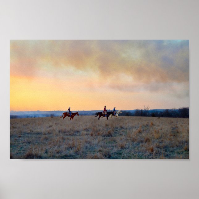 Three Riders in the Flint Hills of Kansas Poster (Front)