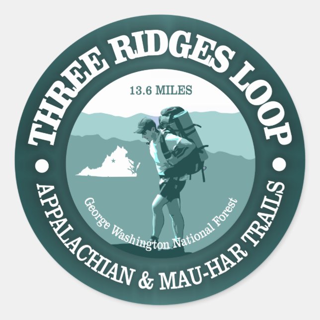 Three Ridges Loop Trail Classic Round Sticker (Front)