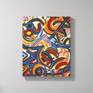 Three Ring Circus-Abstract Art Hand Painted Canvas Print