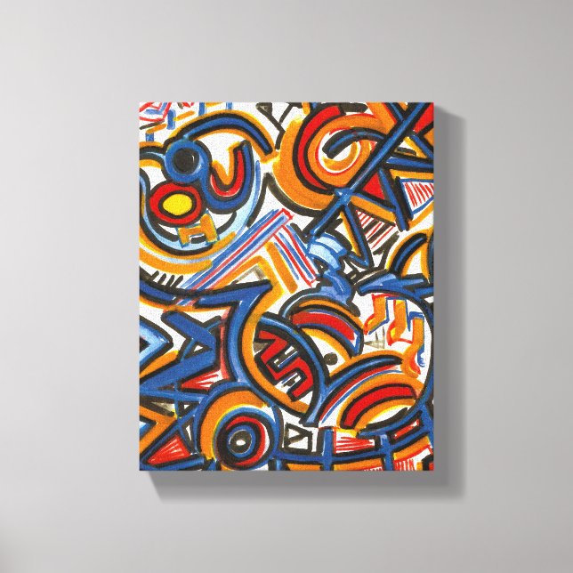 Three Ring Circus-Abstract Art Hand Painted Canvas Print (Front)