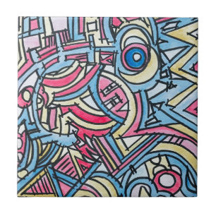 Three Ring Circus-Hand Painted Modern Art Tile