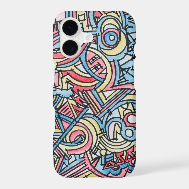 Three Ring Circus-Hand Painted Modern Geometric  (Verso)