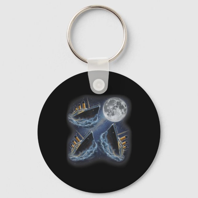 Three Rms Titanic Moon 3 Howling At Moon Funny Wei Keychain (Front)