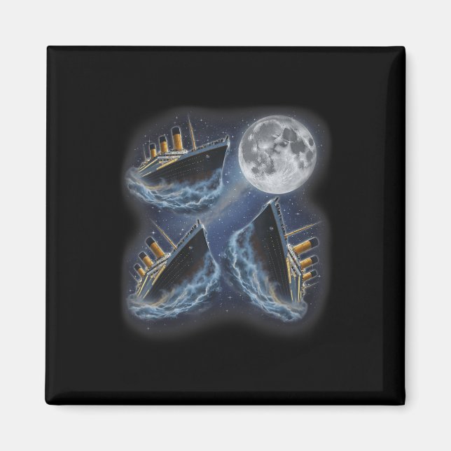 Three Rms Titanic Moon 3 Howling At Moon Funny Wei Magnet (Front)