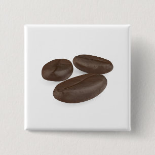 Three roasted coffee beans 2 inch square button
