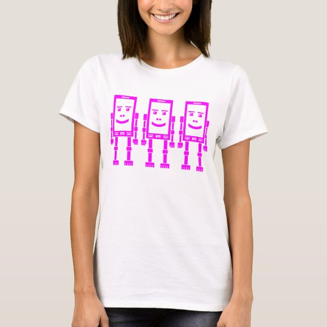 Three Robo Phones - Magenta T-Shirt (Front)