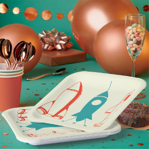 Three Rockets For Space Travel Paper Plate