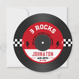 Three Rocks Vinyl Record Rock n Roll 3rd Birthday Invitation