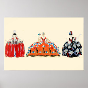 THREE ROCOCO LADIES,BEAUTY,FASHION COSTUME DESIGN POSTER