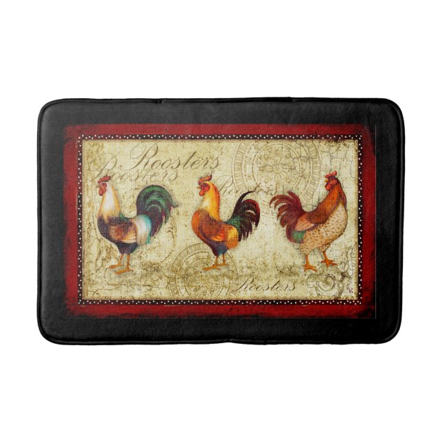 Three Roosters Bath Mat (Front)