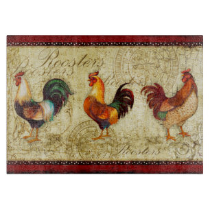 Three Roosters Cutting Board