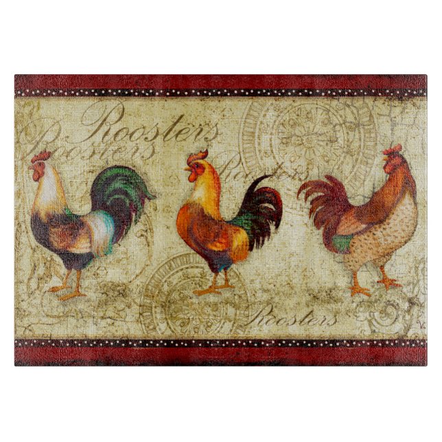 Three Roosters Cutting Board (Front)