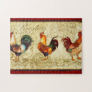 Three Roosters Jigsaw Puzzle