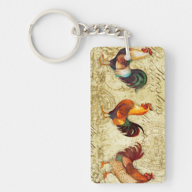 Three Roosters Keychain (Front)