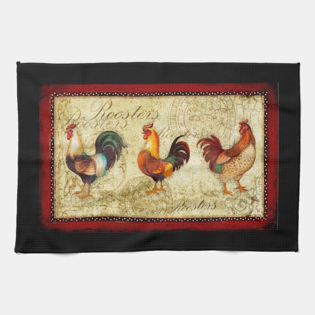 Three Roosters Kitchen Towel (Horizontal)