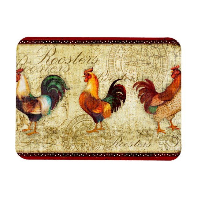 Three Roosters Magnet (Horizontal)