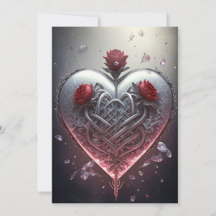 Three Roses Metallic Ionic Valentine Card