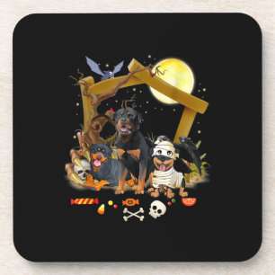 Three Rottweiler Dogs Halloween Dog Halloween Gift Coaster