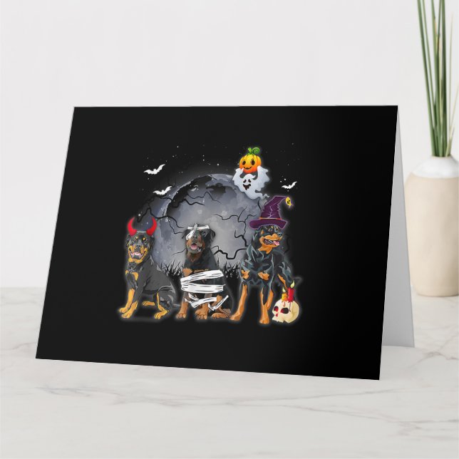 Three Rottweilers Satan Witch Mummy Halloween Cost Card (Front)