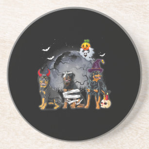 Three Rottweilers Satan Witch Mummy Halloween Cost Coaster