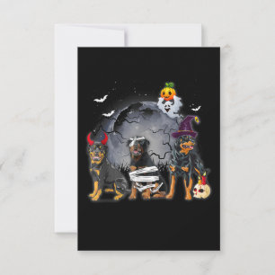 Three Rottweilers Satan Witch Mummy Halloween Cost RSVP Card