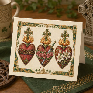 Three Sacred Hearts Irish Celtic Thank You Card