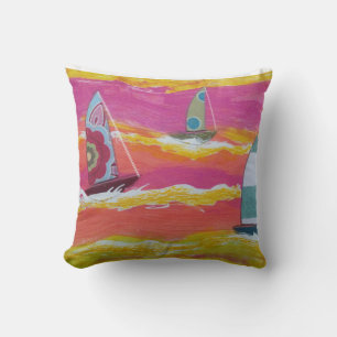 Three Sailboats  Throw Pillow