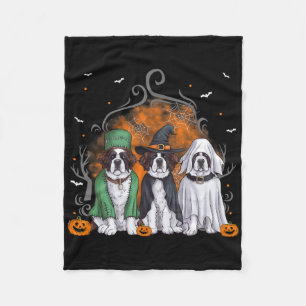 Three Saint Bernard St. Bernard Dog Halloween Ghos Fleece Blanket