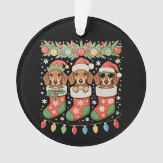 Three Santa Elf Dachshunds Christmas Socks Funny