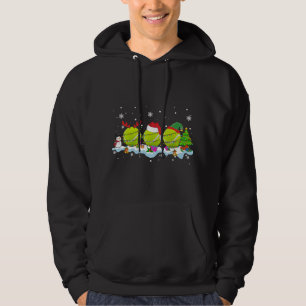 Three Santa ELF Reindeer Tennis Ball Cute Christma Hoodie