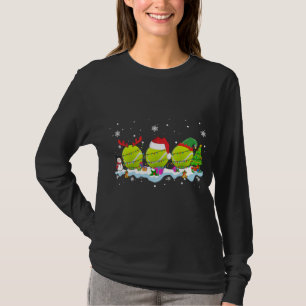 Three Santa ELF Reindeer Tennis Ball Cute Christma T-Shirt